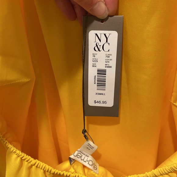 NWT New York & Co Eva Mendes Collection Golden Yellow Blouse Halter Top - Picture 12 of 16